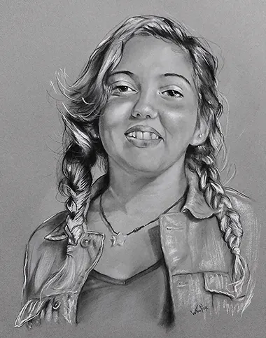 Portrait au fusain semi-réaliste