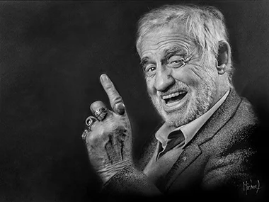 Jean Paul-Belmondo Portrait peint à la main